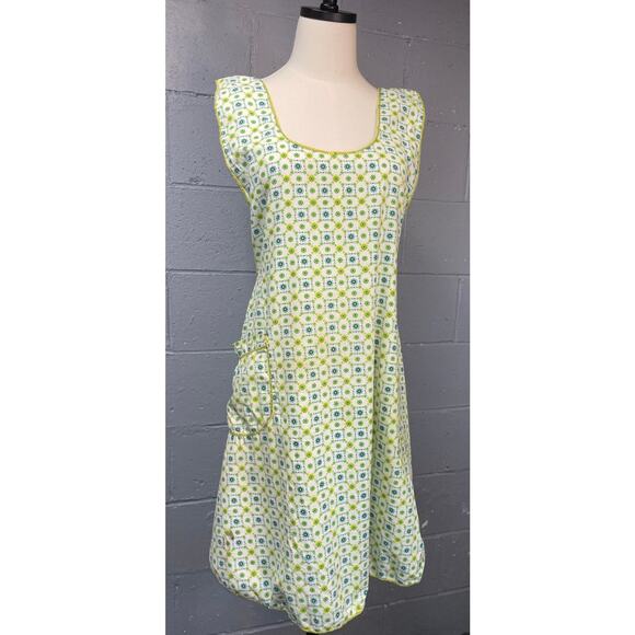 Vintage 40s 50s Smock Tie Back Full Kitchen Apron Floral Rustic Cottage Grandma - Picture 1 of 8